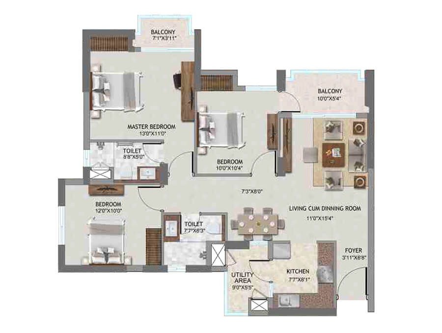 SS Cendana Gurgaon floor plan